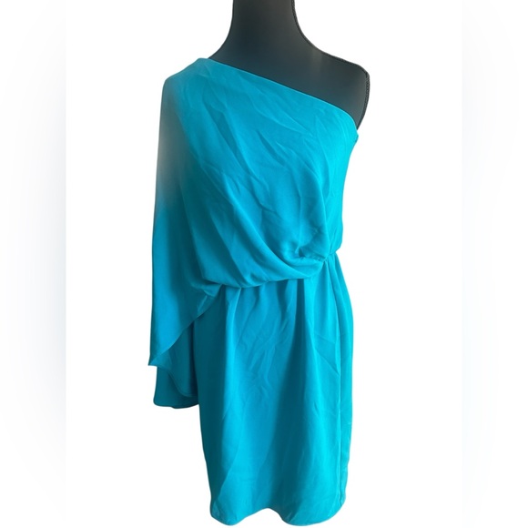NWT Trina Turk “Amal Dress” Turquoise Blue Stunning One-Shoulder Dress Size 2 - Picture 1 of 6